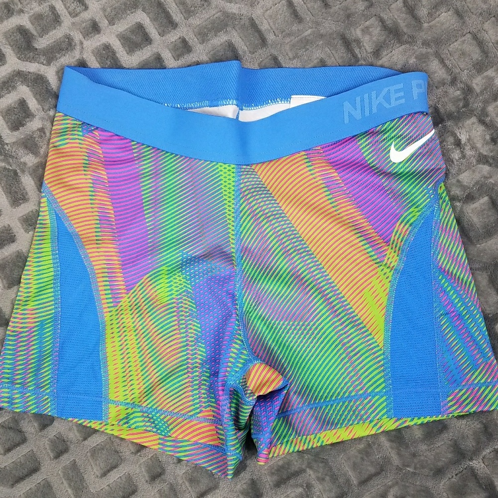 Nike Pro Dri-Fit Blue/Purple Multi color Shorts Lg